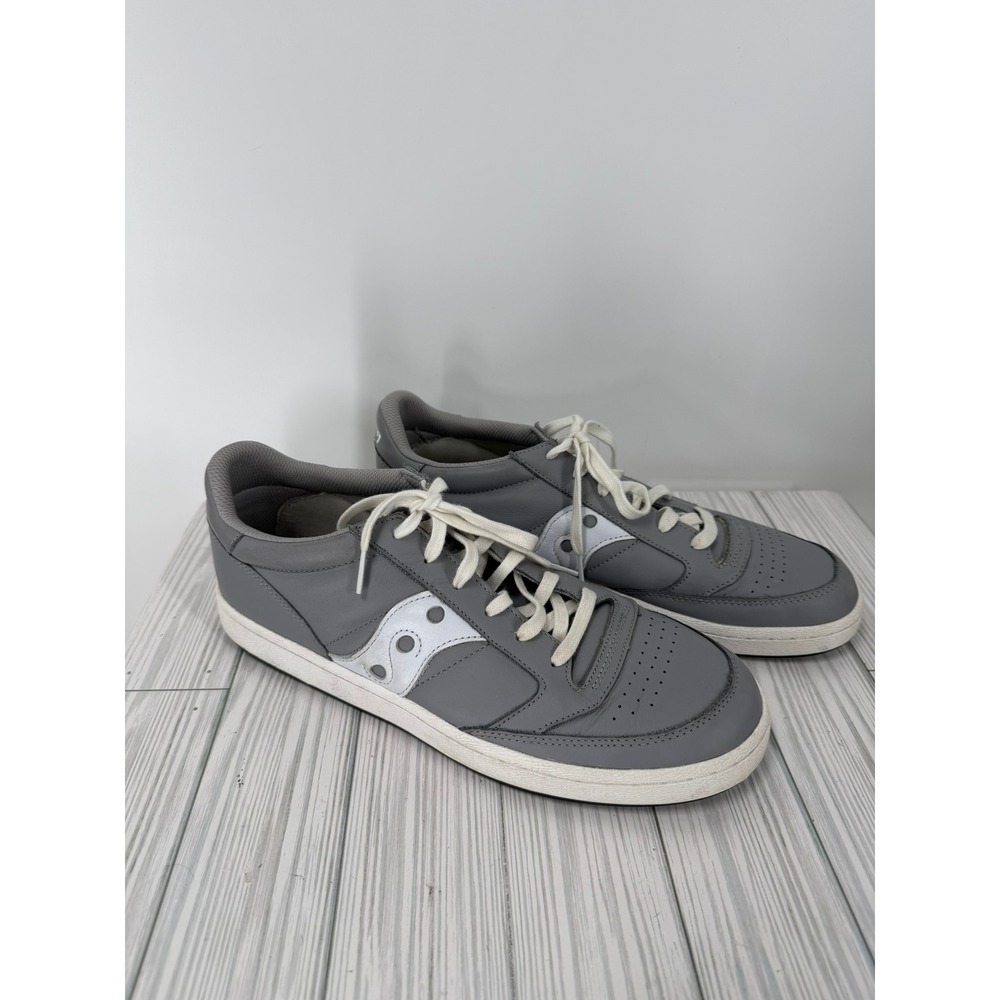 Saucony Jazz Court‎ Unisex Grey White Leather Low Top Sneakers Men's Size 11